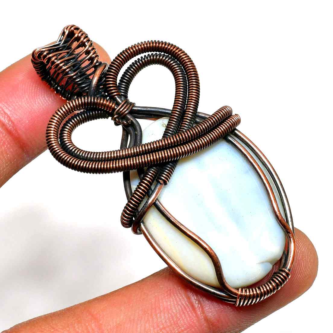 Aurora’s Gleam – Opal Copper Pendant