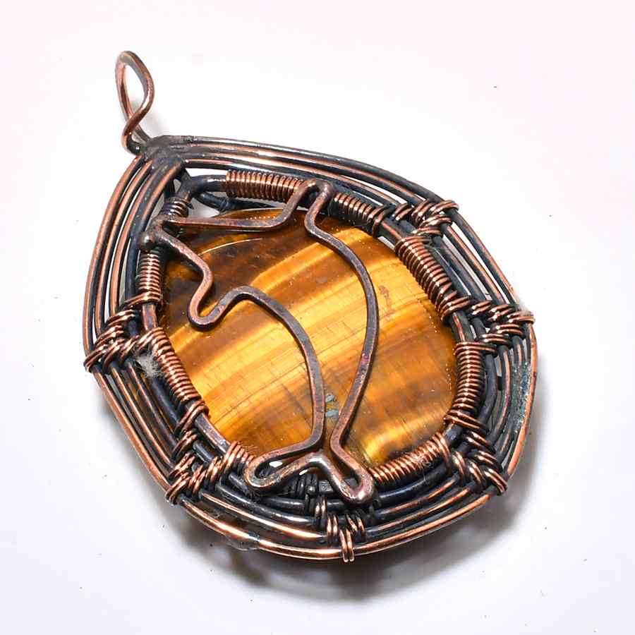 Roar of Courage – Tiger’s Eye Copper Pendant