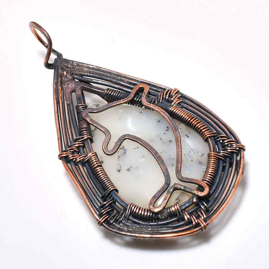 Ocean’s Embrace – Agate & Oxidized Copper Pendant