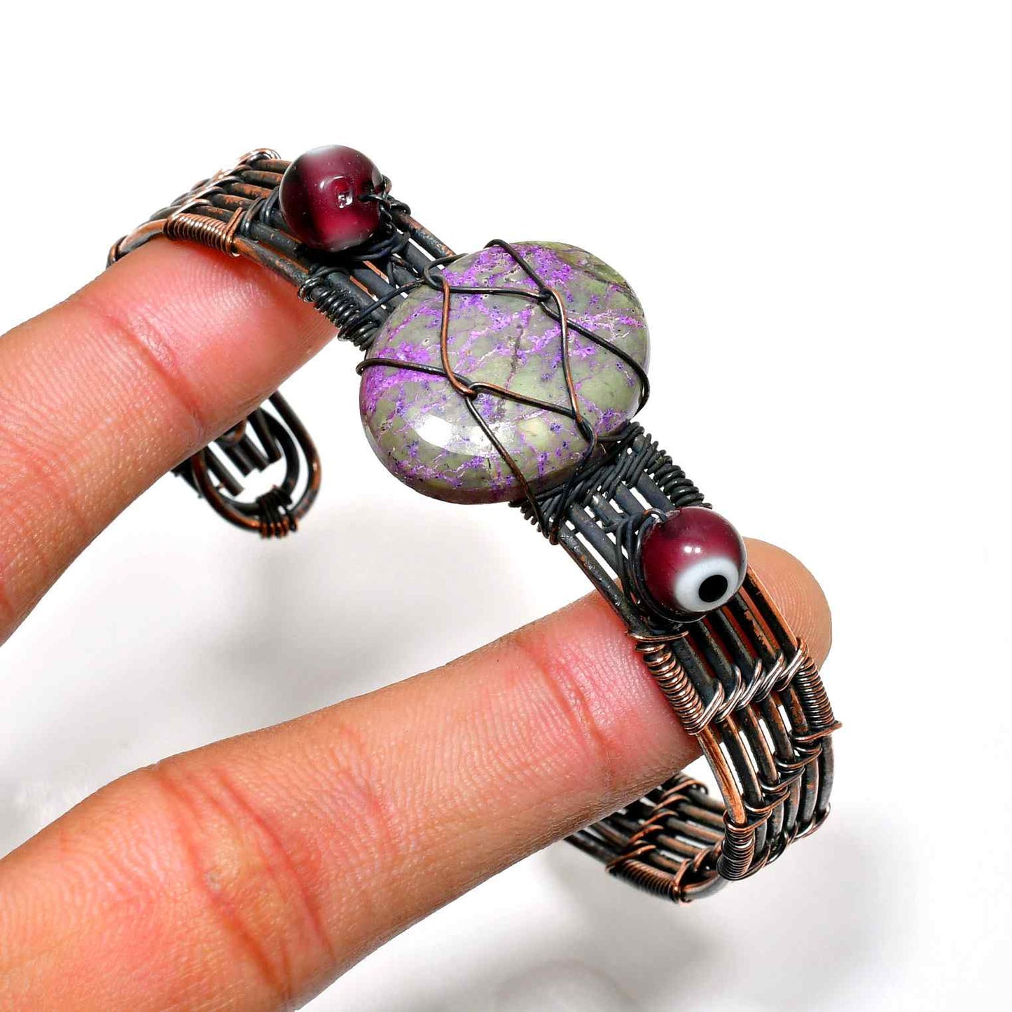 Luna’s Harmony – Amethyst & Copper Wire Bracelet