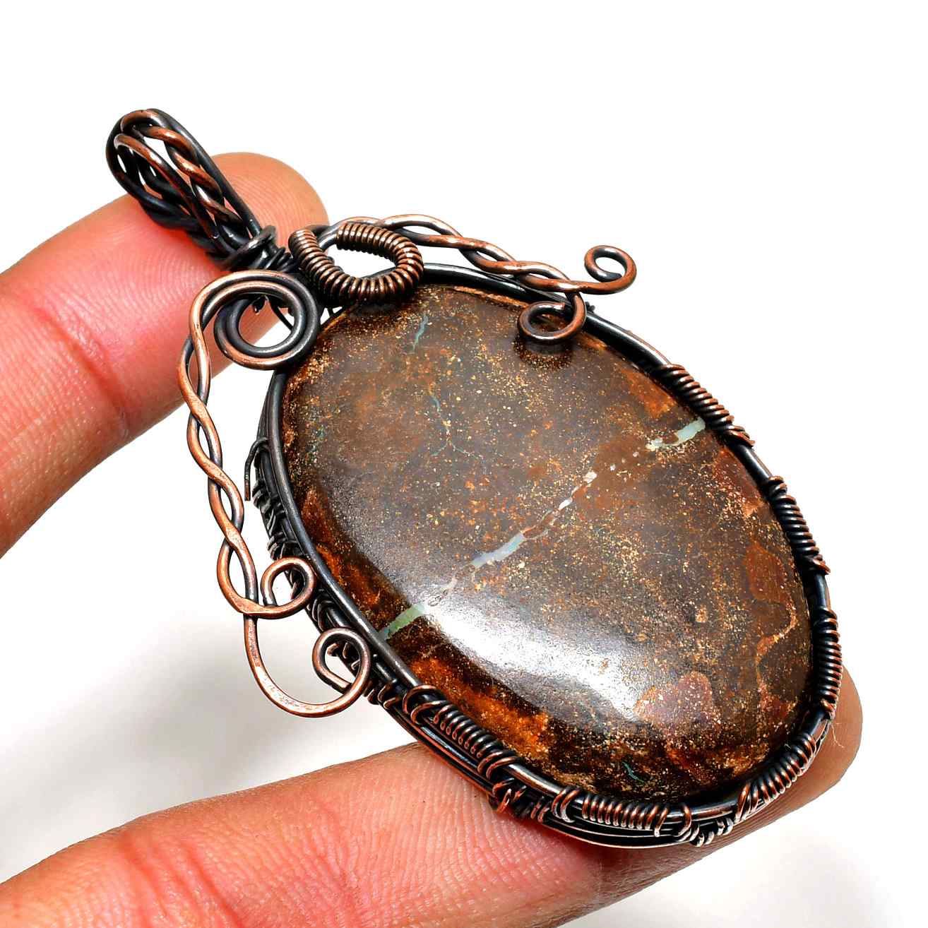 Gaia’s Embrace – Copper Wrapped Natural Stone Pendant