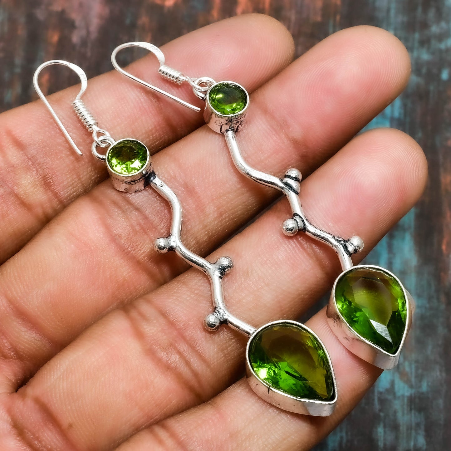 Heart of Spring – Sterling Silver Peridot Earrings