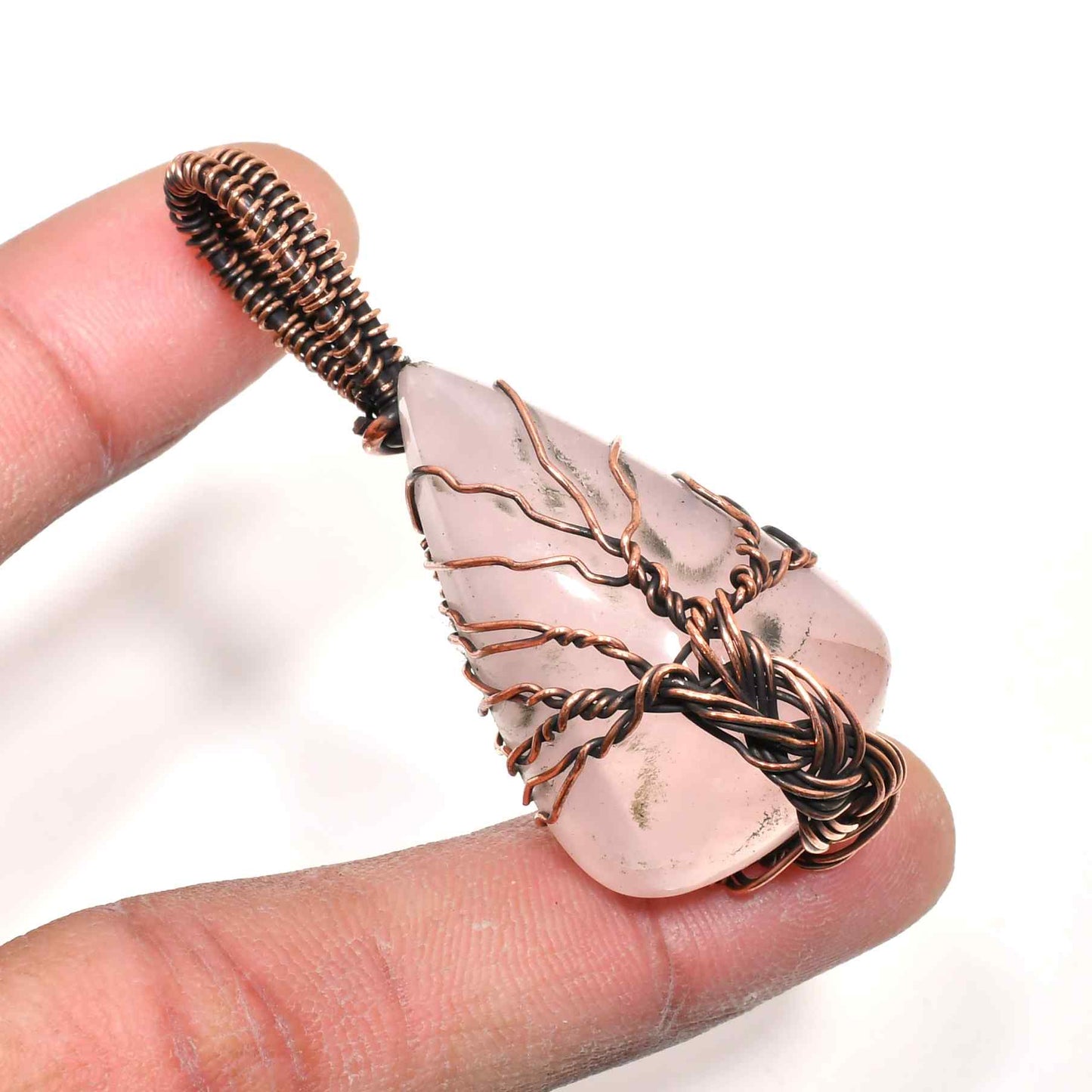 Serenity’s Heart – Rose Quartz Copper Pendant