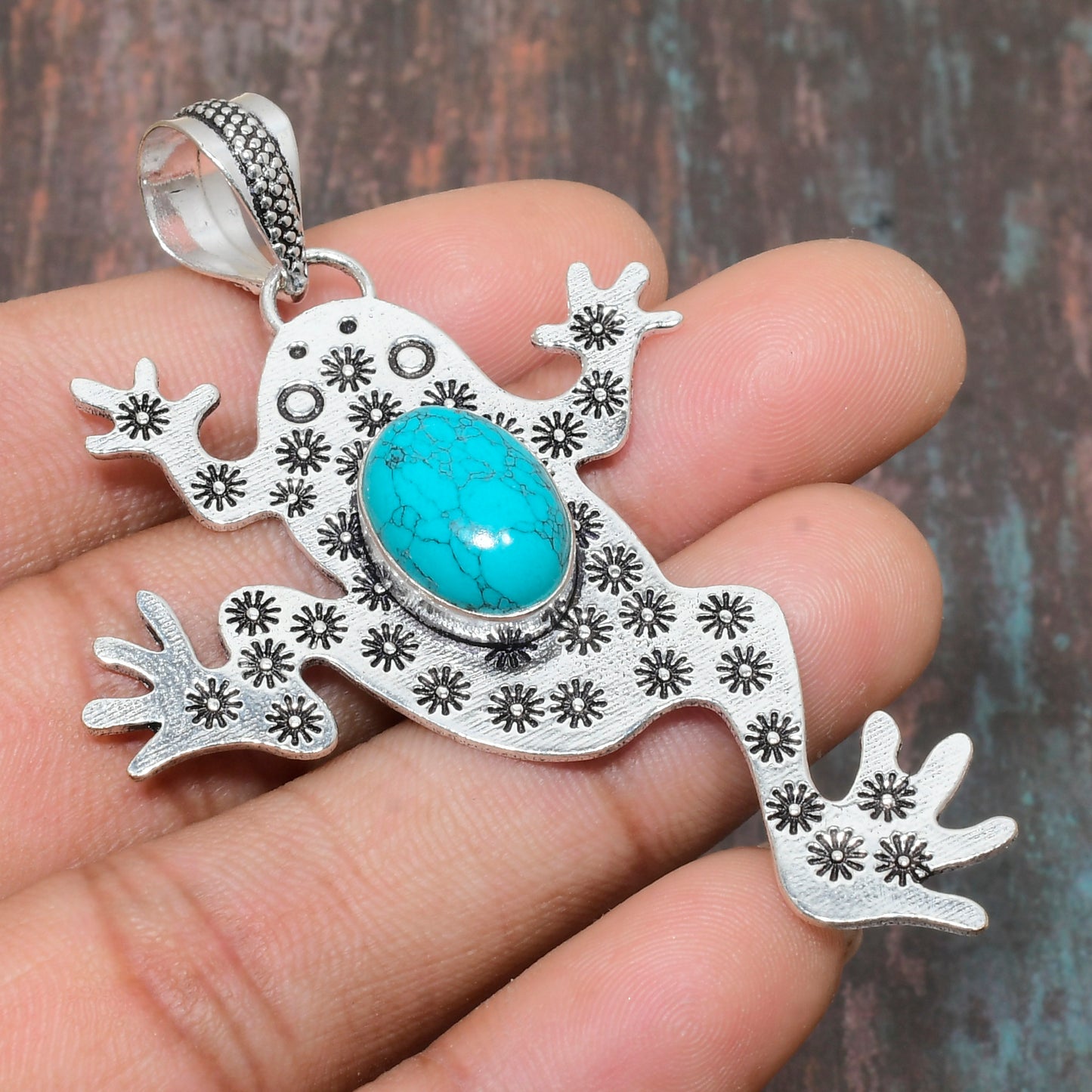 Frog Spirit – Turquoise Sterling Silver Pendant