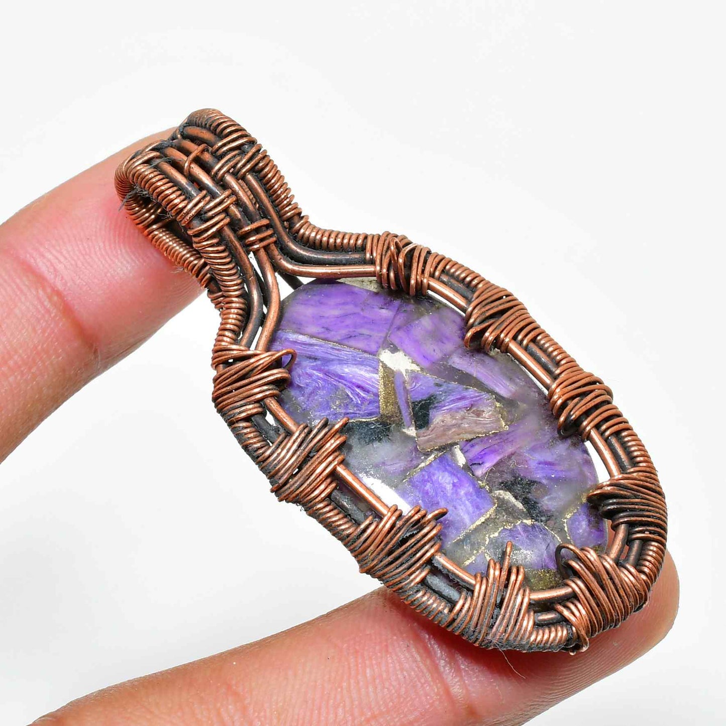 Ezra’s Veil – Copper-Wrapped Amethyst Pendant