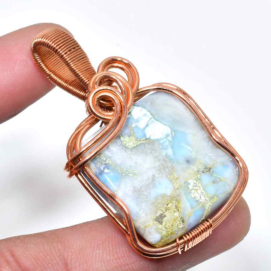Tranquil Ember – Copper-Wrapped Opal Pendant