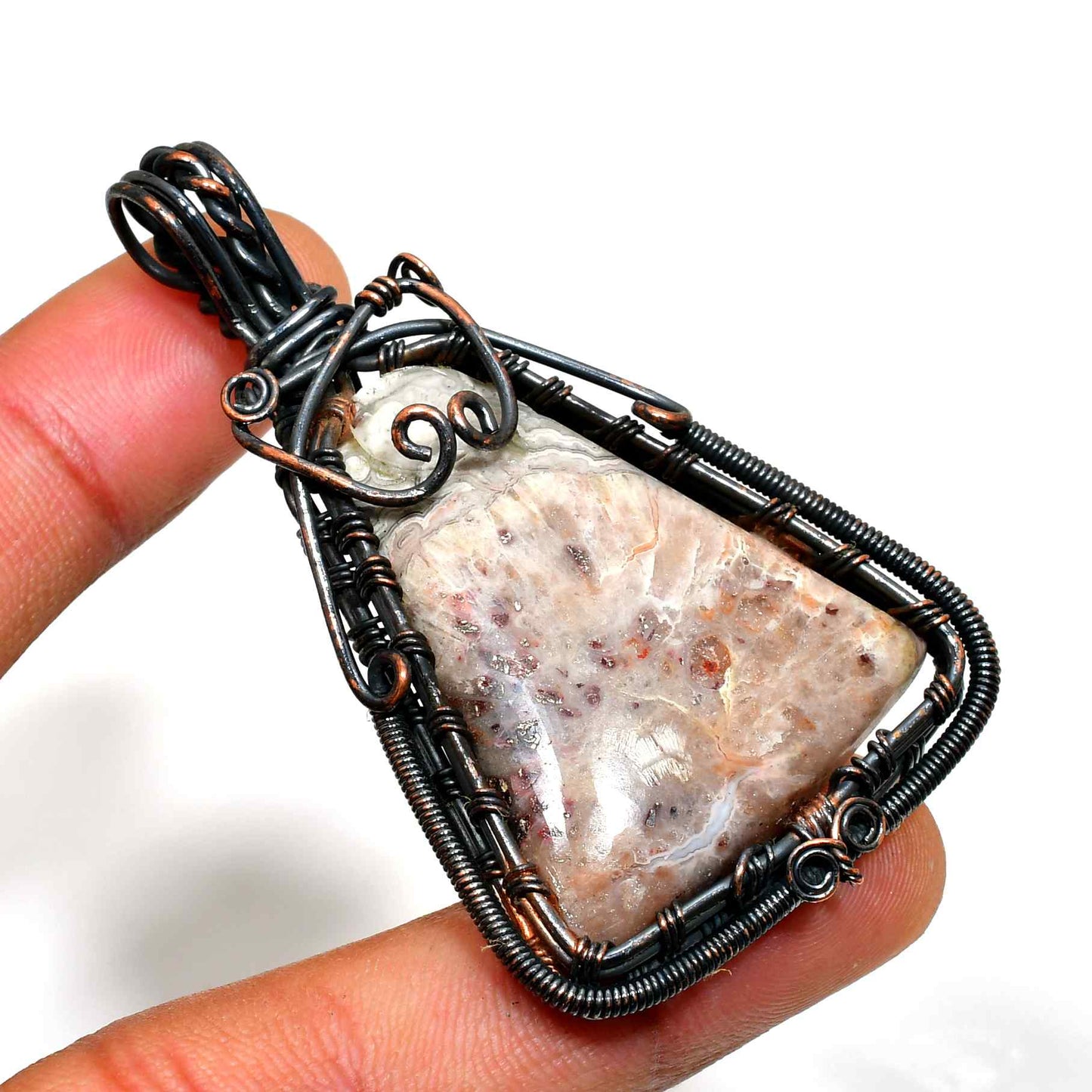 Gaia’s Embrace – Natural Stone Copper Pendant
