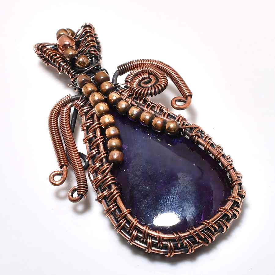 Ezra’s Veil – Amethyst & Copper Pendant