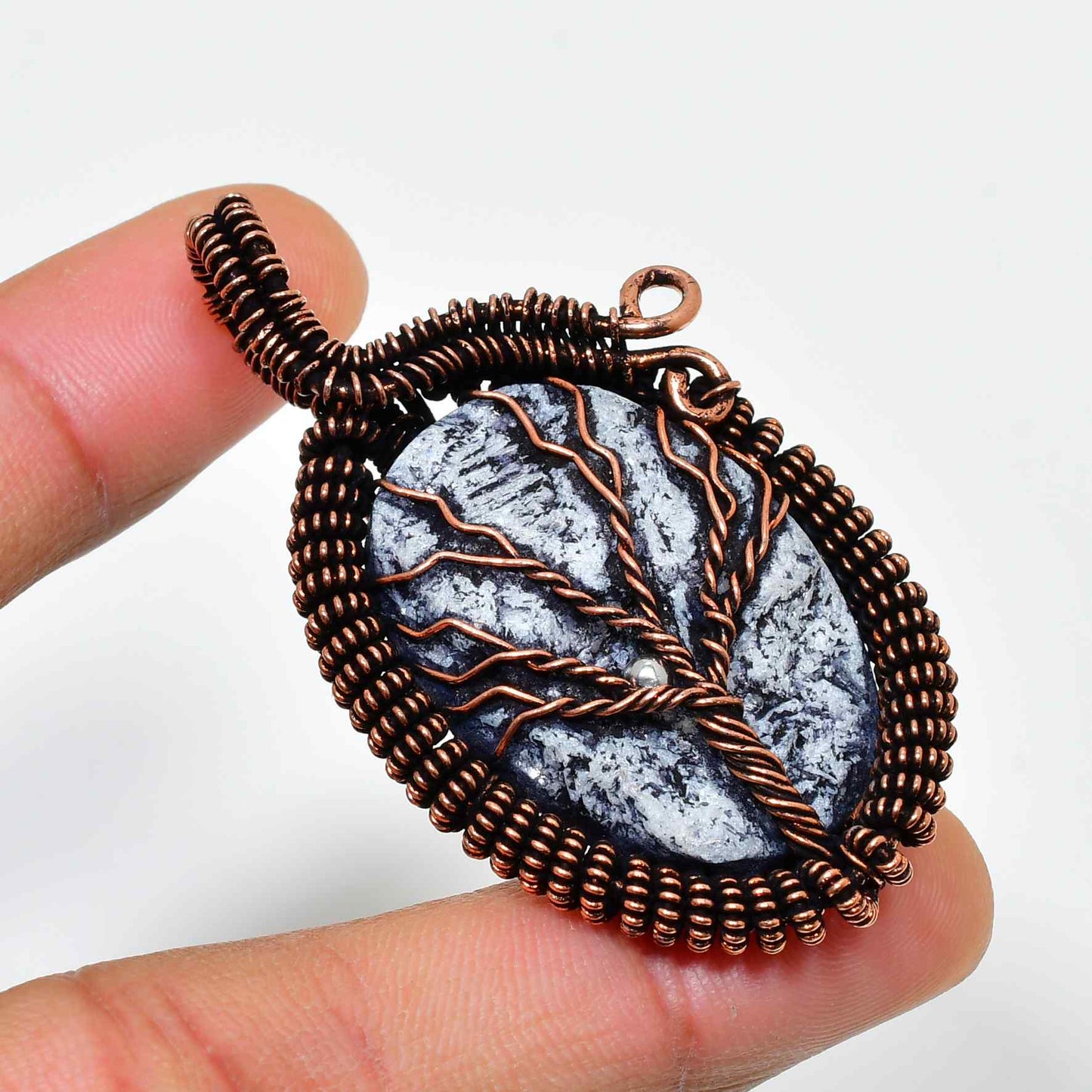 Gaia’s Embrace – Copper Wire Earthstone Pendant