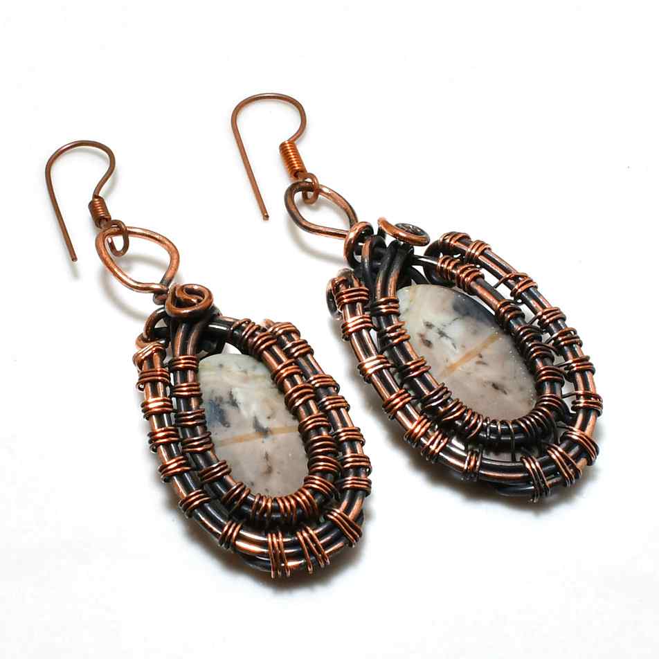 Nature’s Muse – Copper-Wrapped Stone Earrings