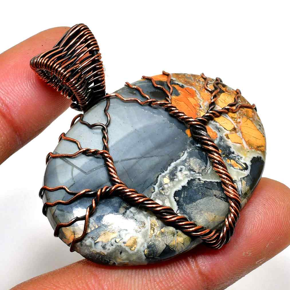 Harmony’s Embrace – Oxidized Copper & Natural Stone Pendant