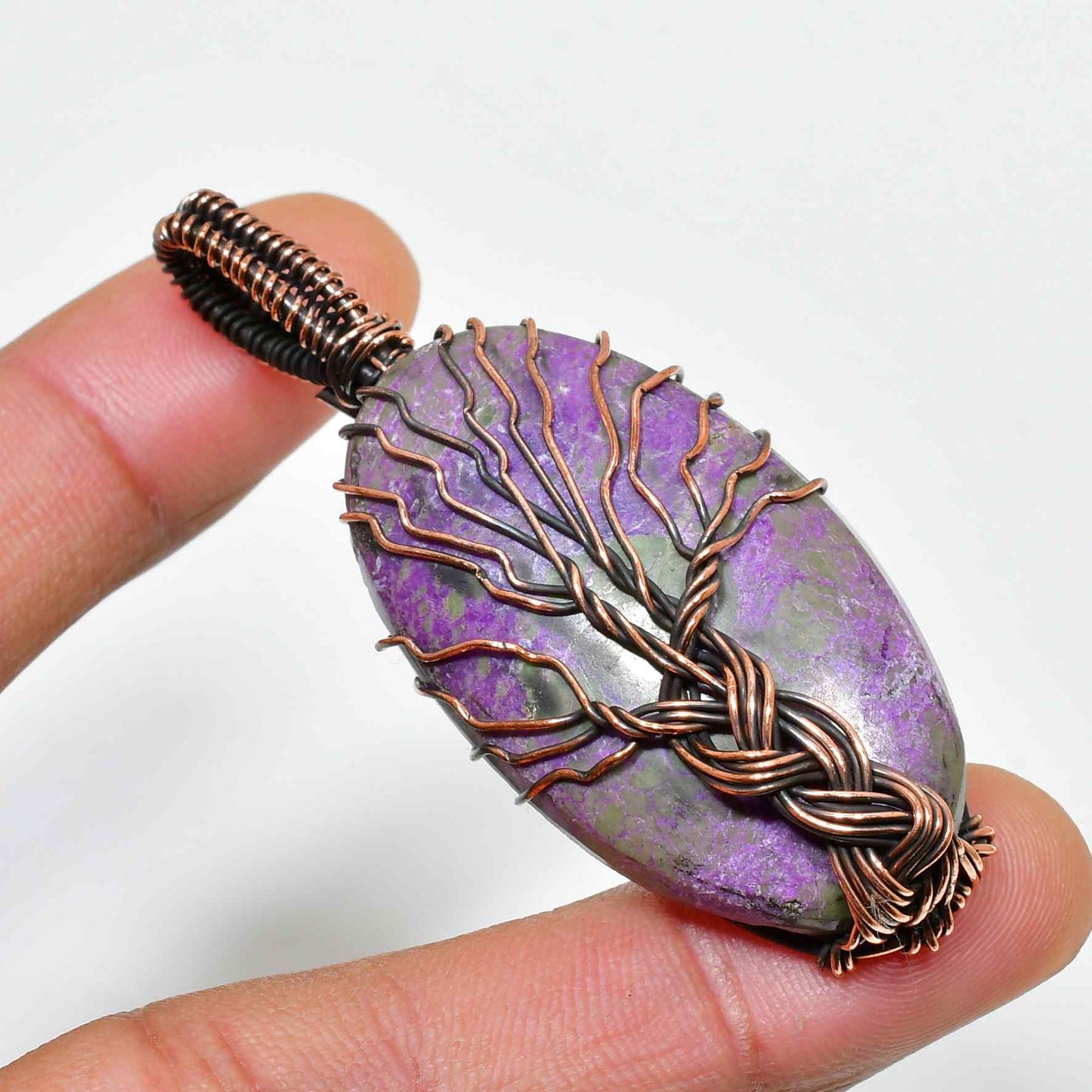 Ezra’s Veil – Handcrafted Amethyst & Oxidized Copper Pendant