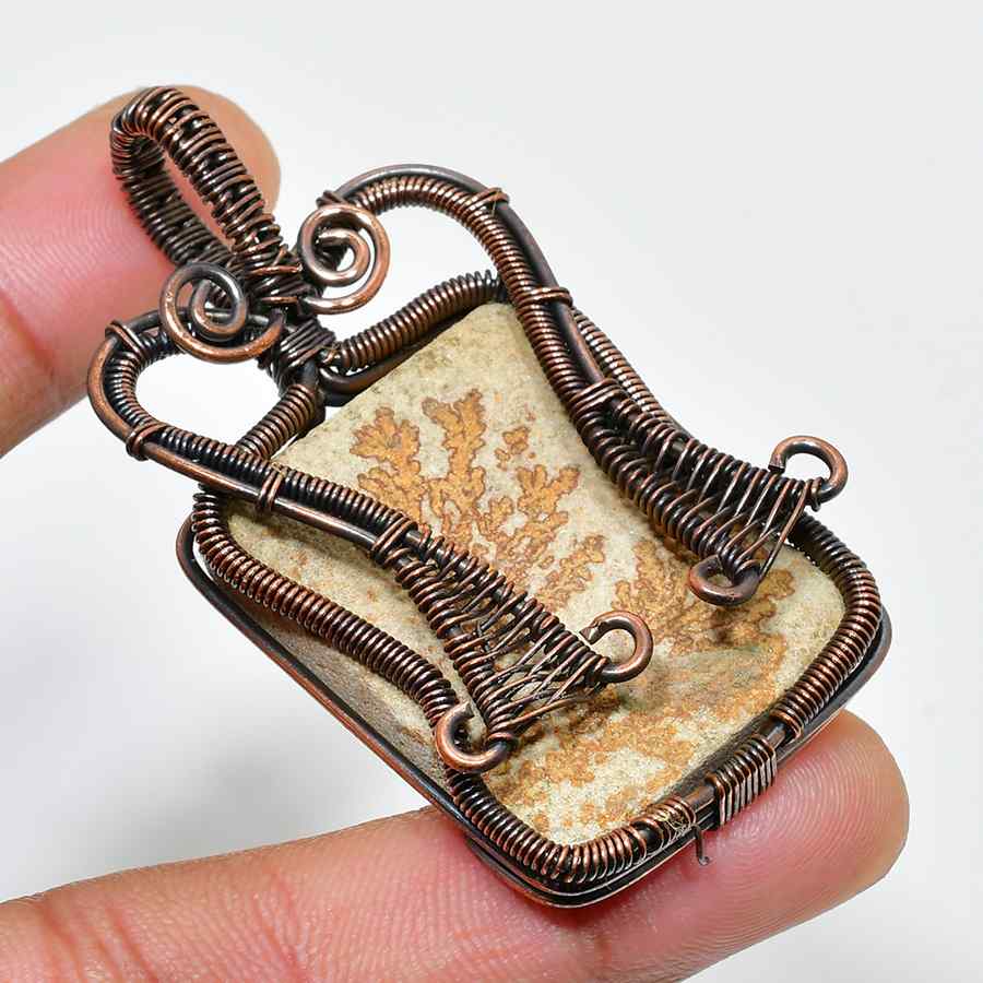 Earthen Embrace – Oxidized Copper & Natural Stone Pendant