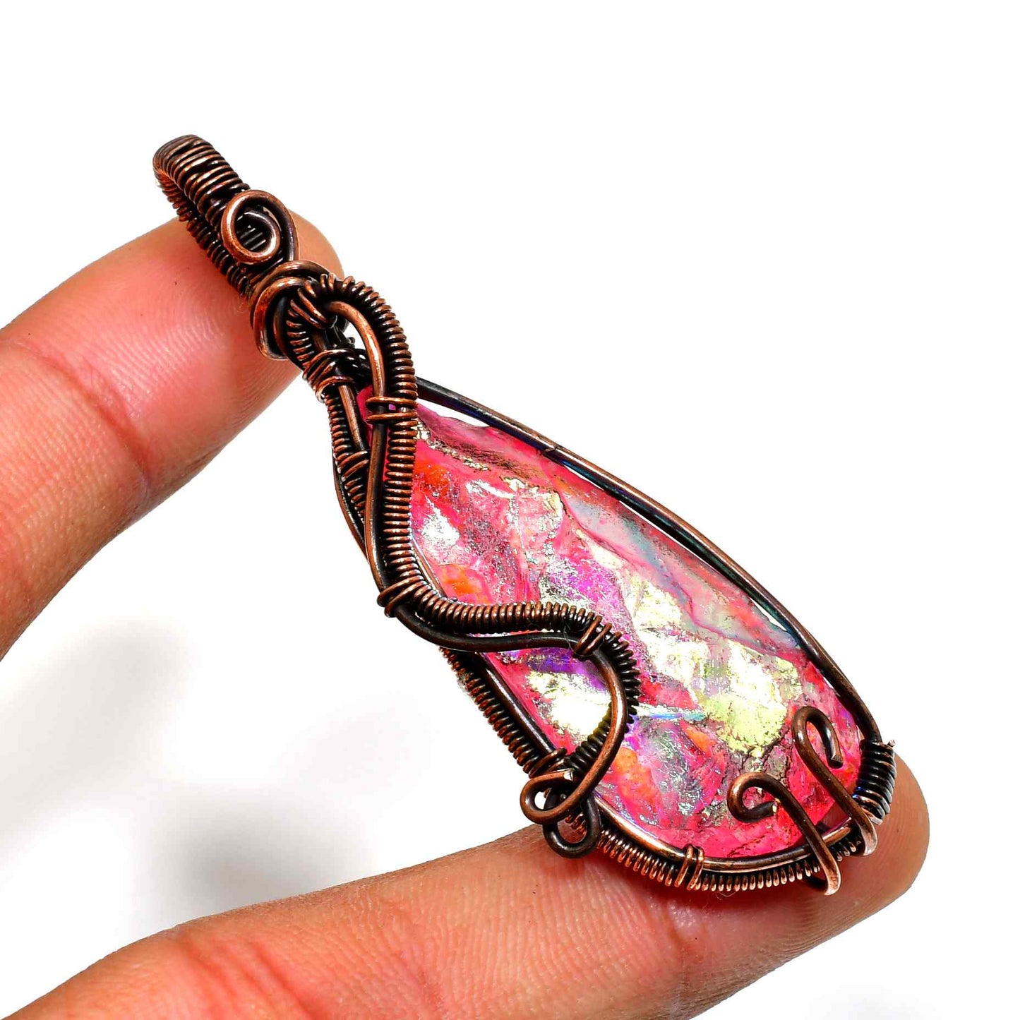 Aurora’s Radiance – Opal Copper Pendant