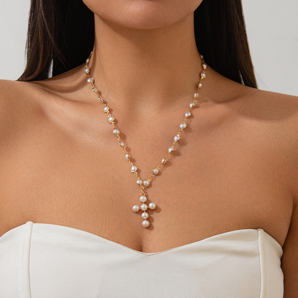 Cross My Heart Pearl Necklace