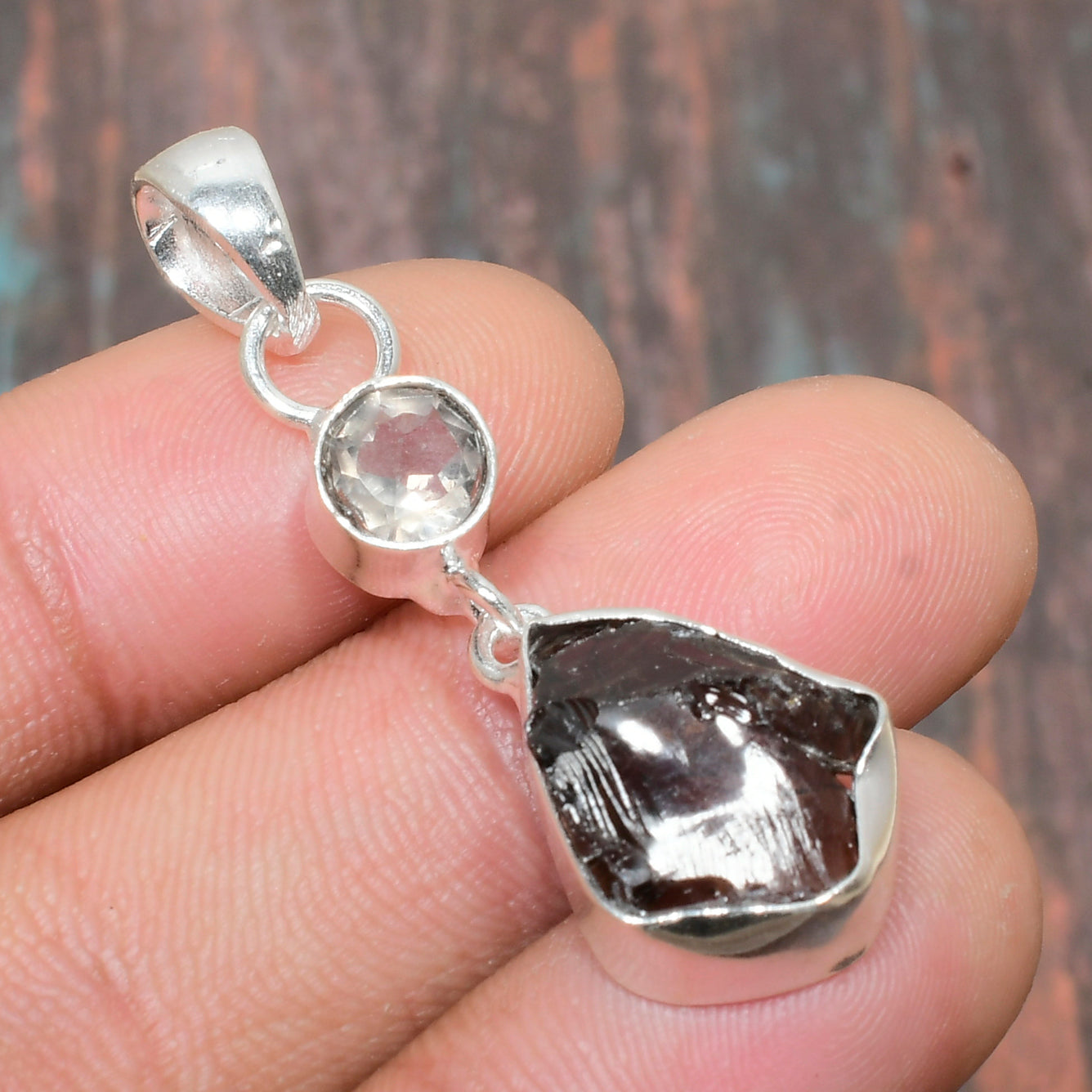 Midnight Shield – Black Tourmaline & Quartz Pendant