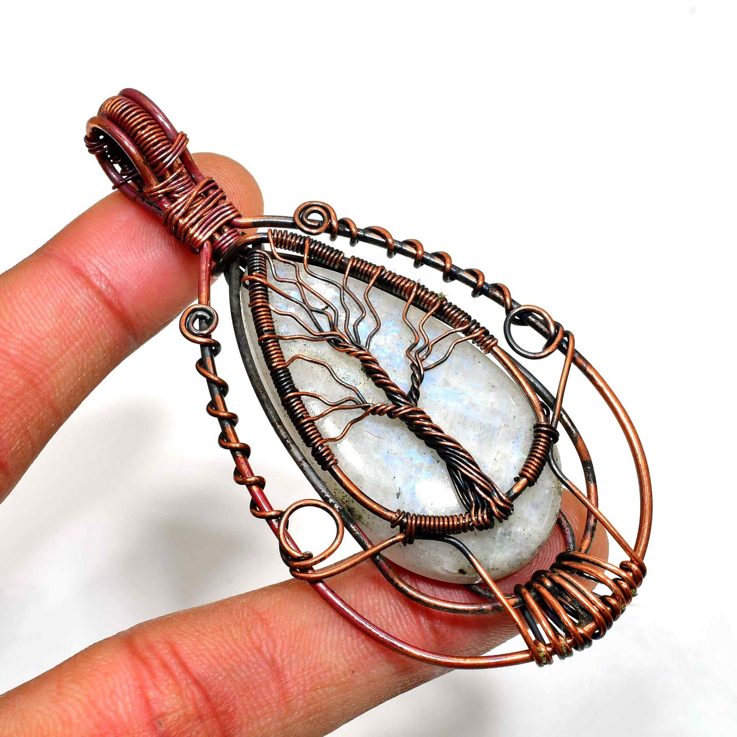 Ember’s Grace – Moonstone & Copper Pendant