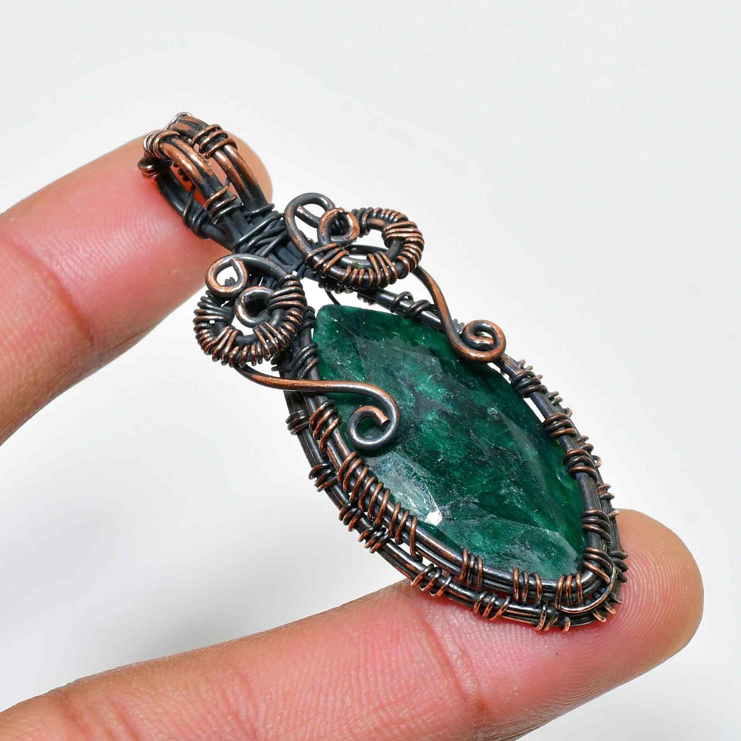 Sylvan Serenity – Emerald & Copper Pendant