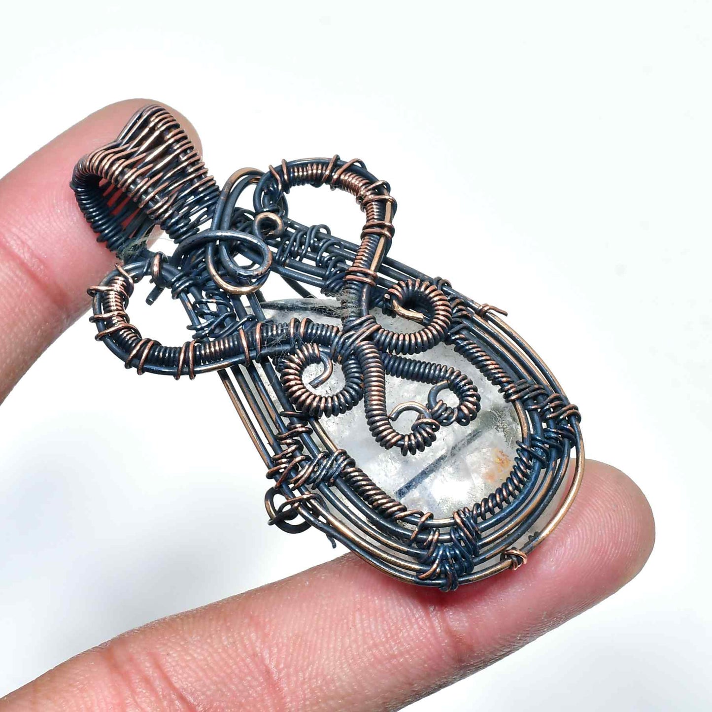 Ezra’s Veil – Hand-Wrapped Amethyst Copper Pendant