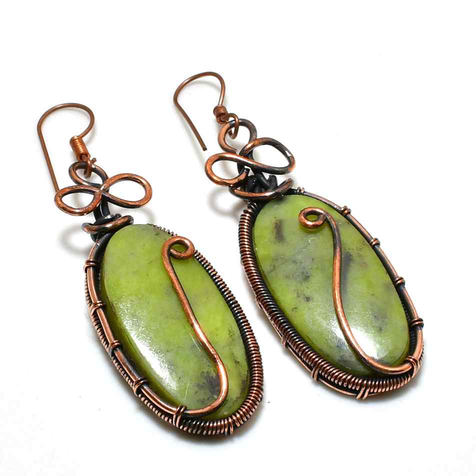 Sylvan Serenity – Copper Wrapped Jade Earrings