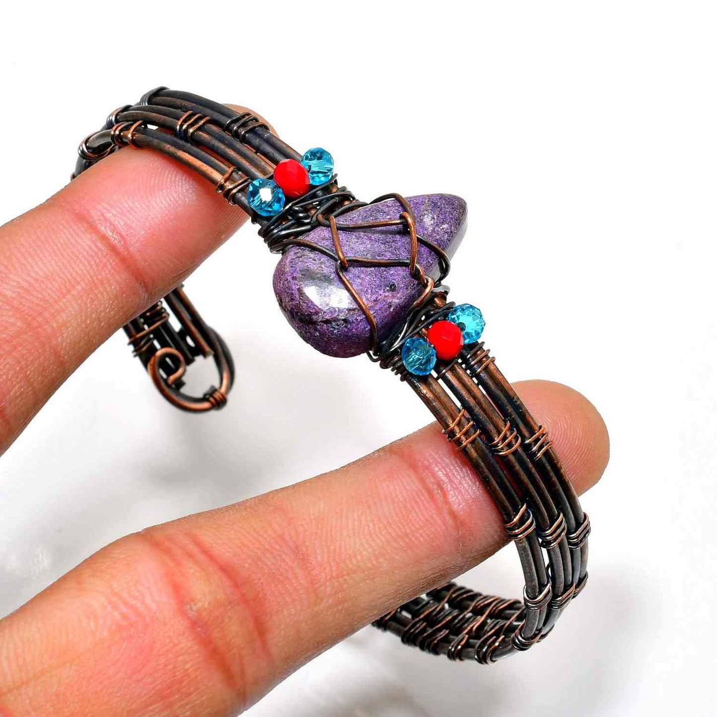 Guardian’s Embrace – Amethyst Copper Bracelet