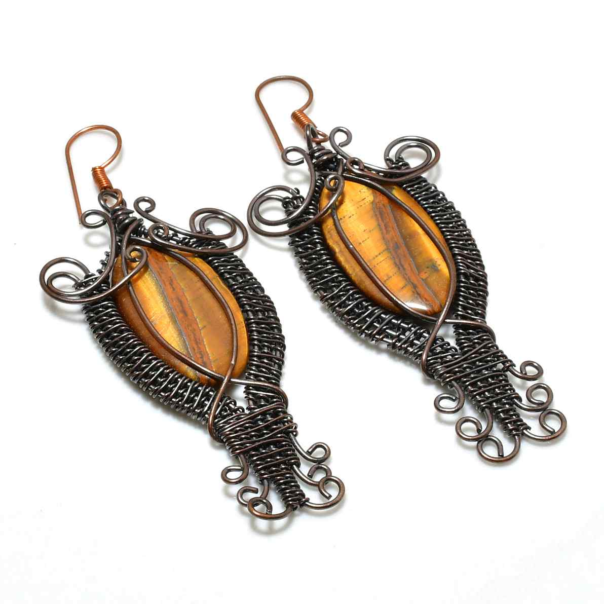 Golden Whispers – Tiger’s Eye Copper Earrings