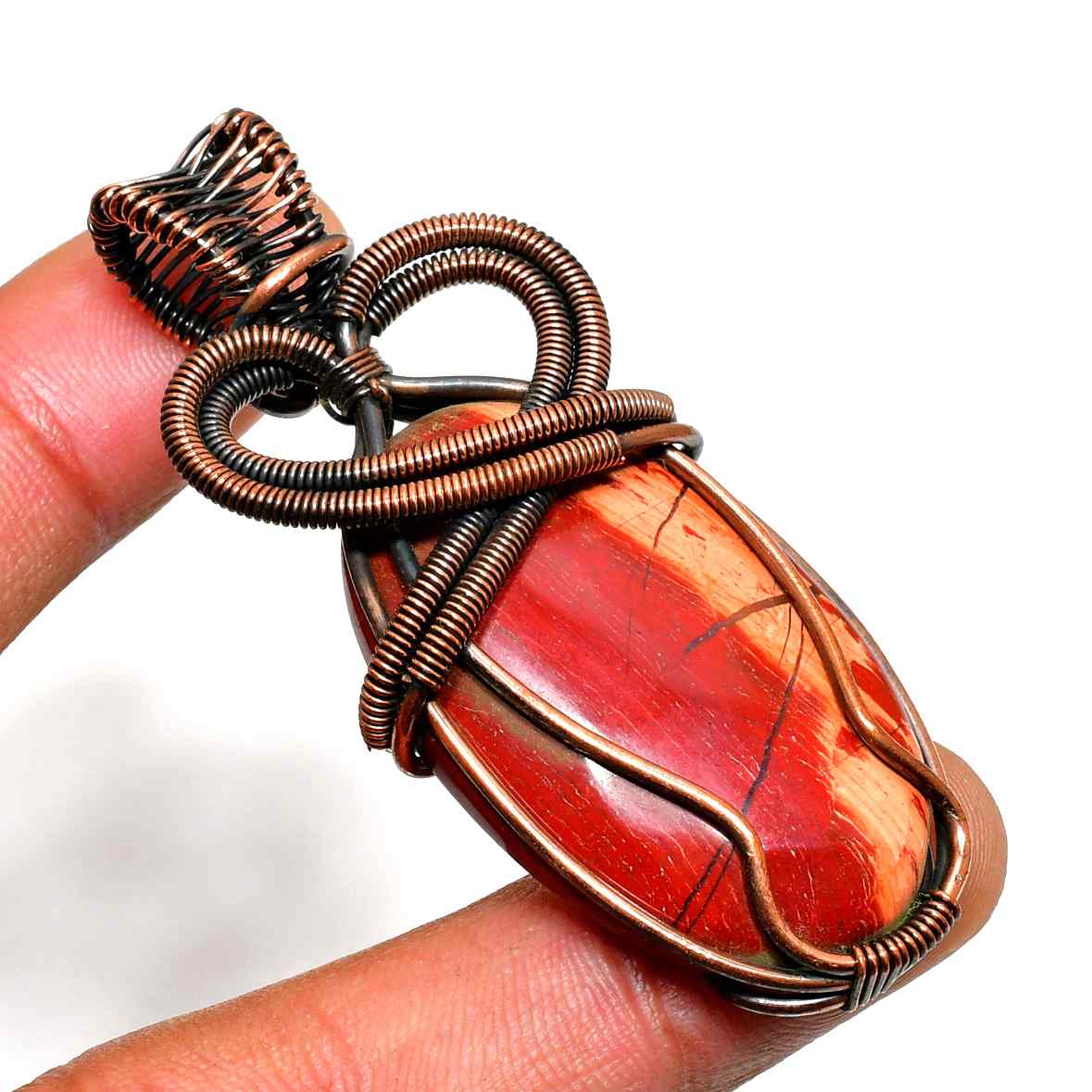 Gaia’s Ember – Red Jasper & Copper Pendant