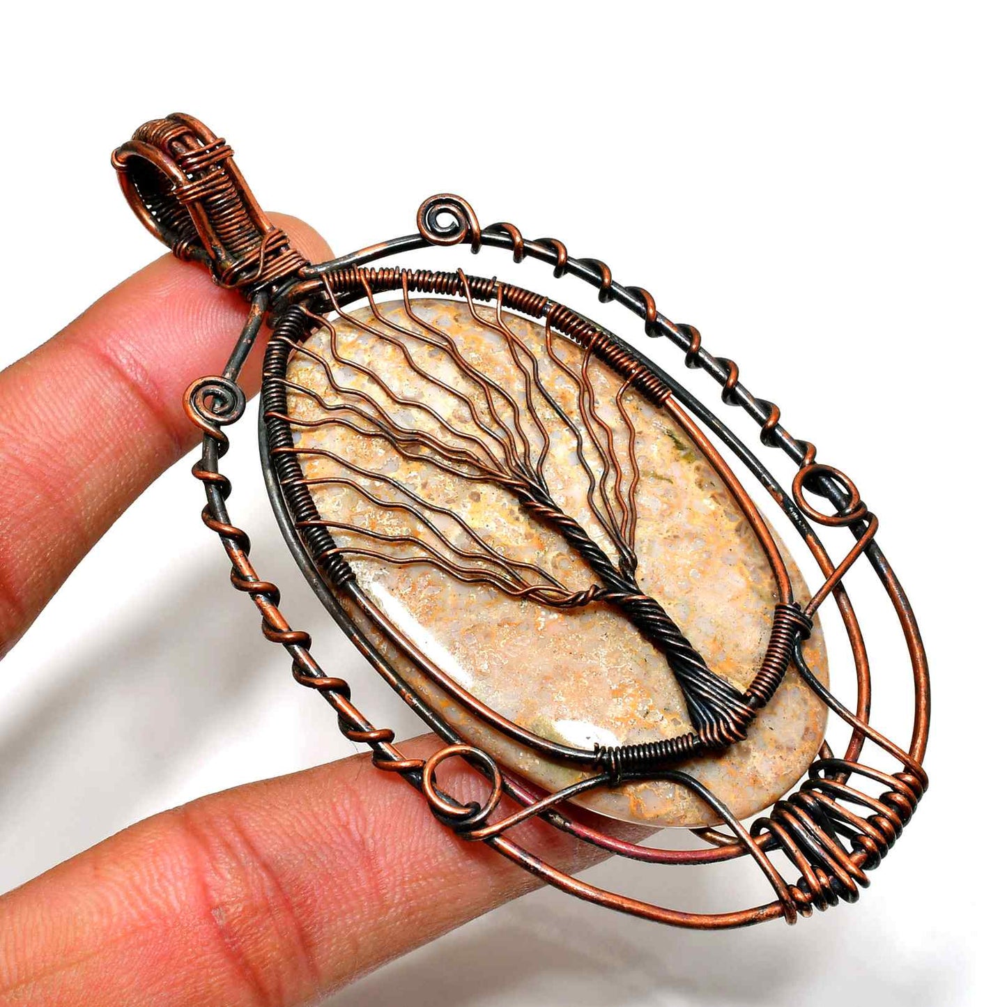 Serenity Tree – Tree Agate & Copper Pendant