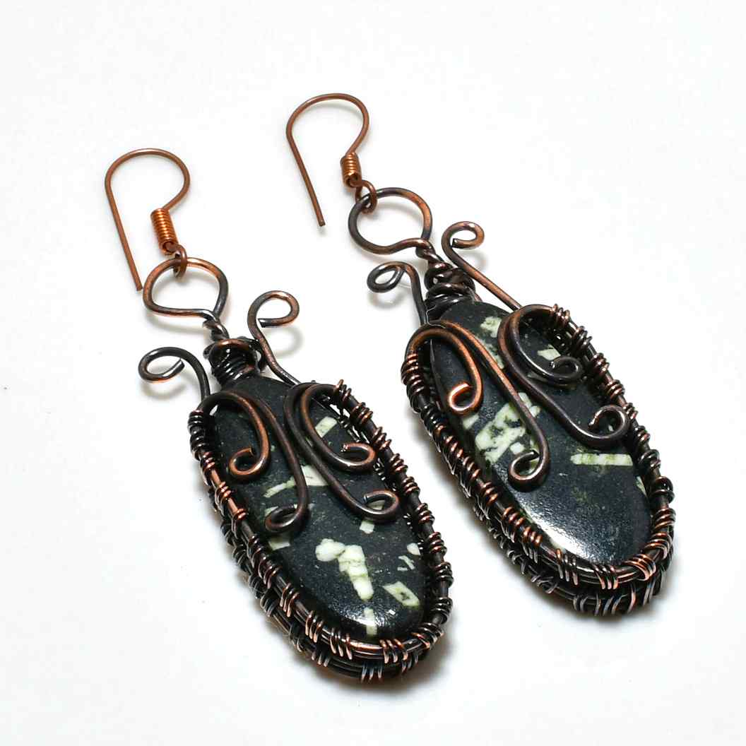Terra’s Whisper – Natural Gemstone Copper Earrings