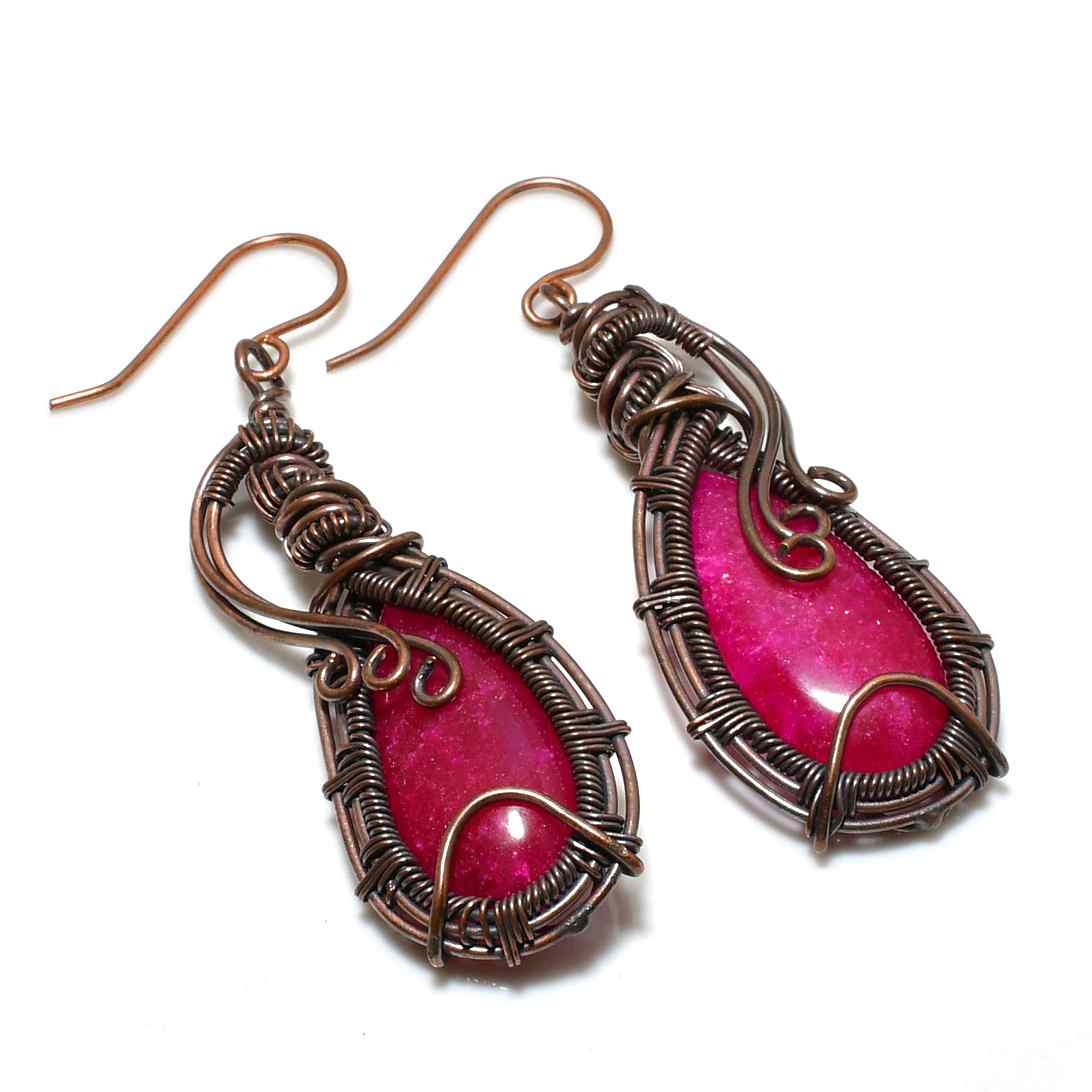 Crimson Waltz – Ruby & Copper Earrings