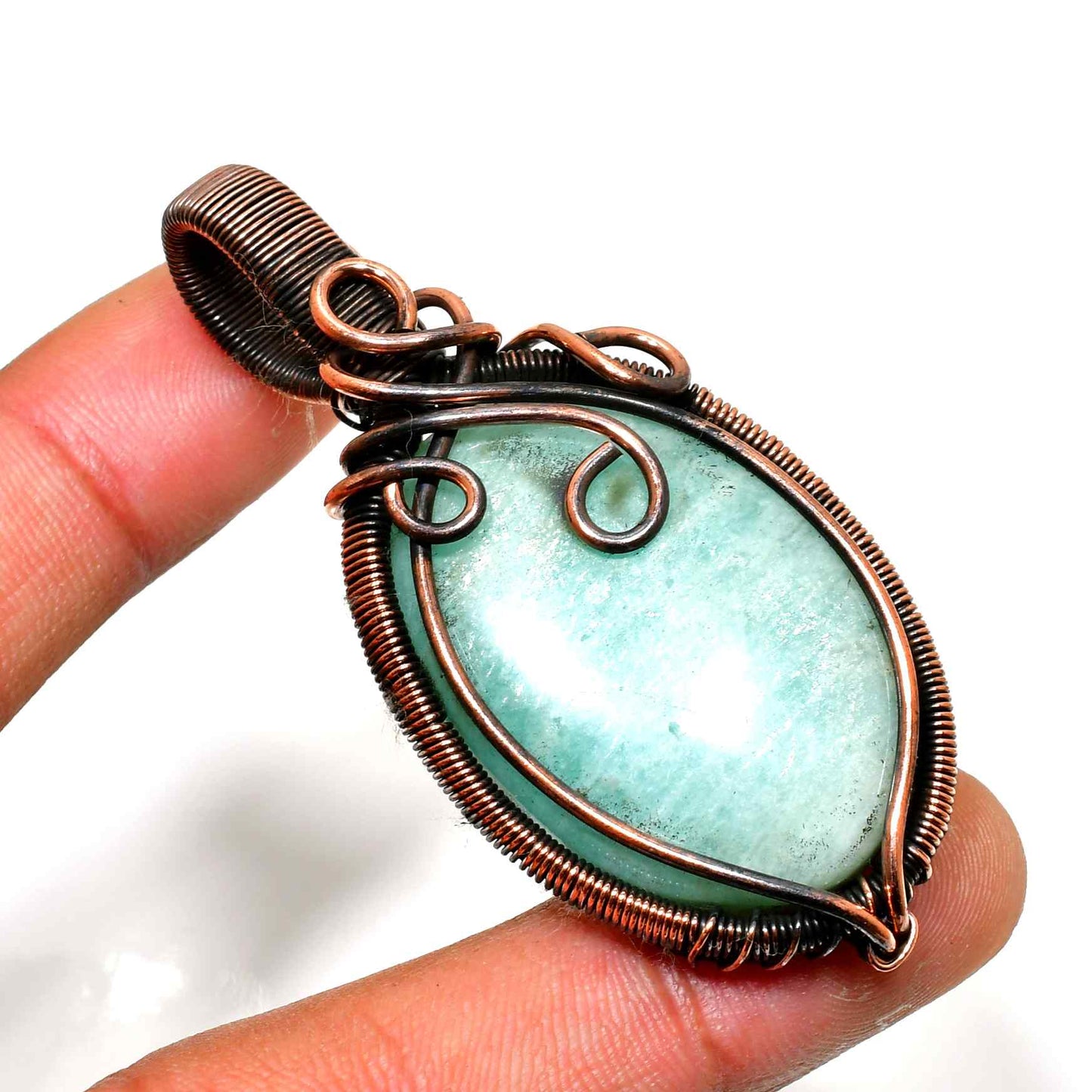 Serenity’s Embrace – Amazonite Copper Pendant