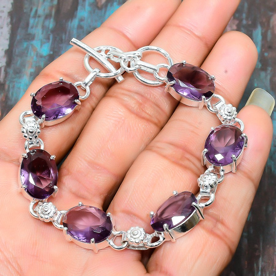 Elysian Aura – Amethyst & Silver Bracelet