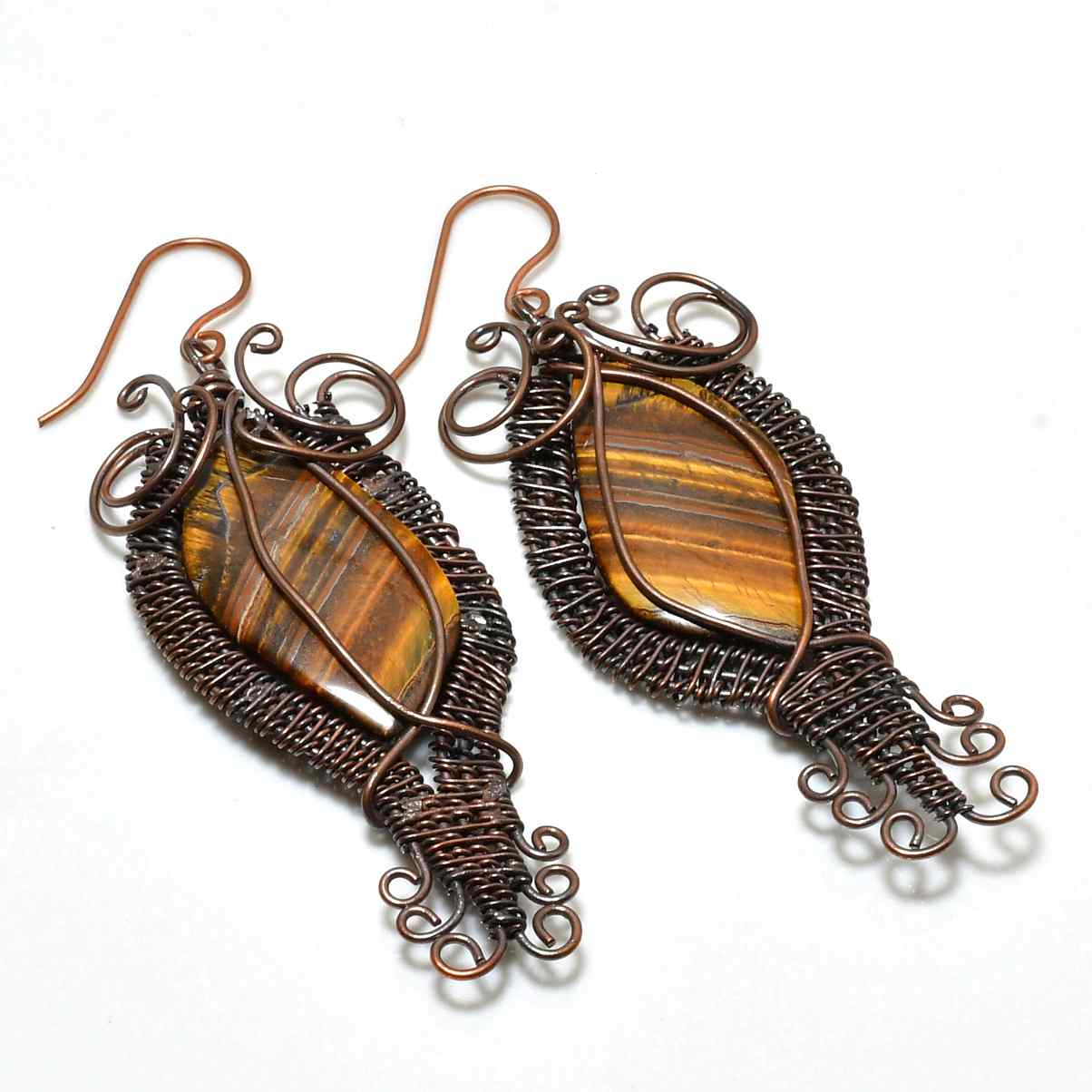 Gaia’s Gaze – Tiger’s Eye Copper Earrings