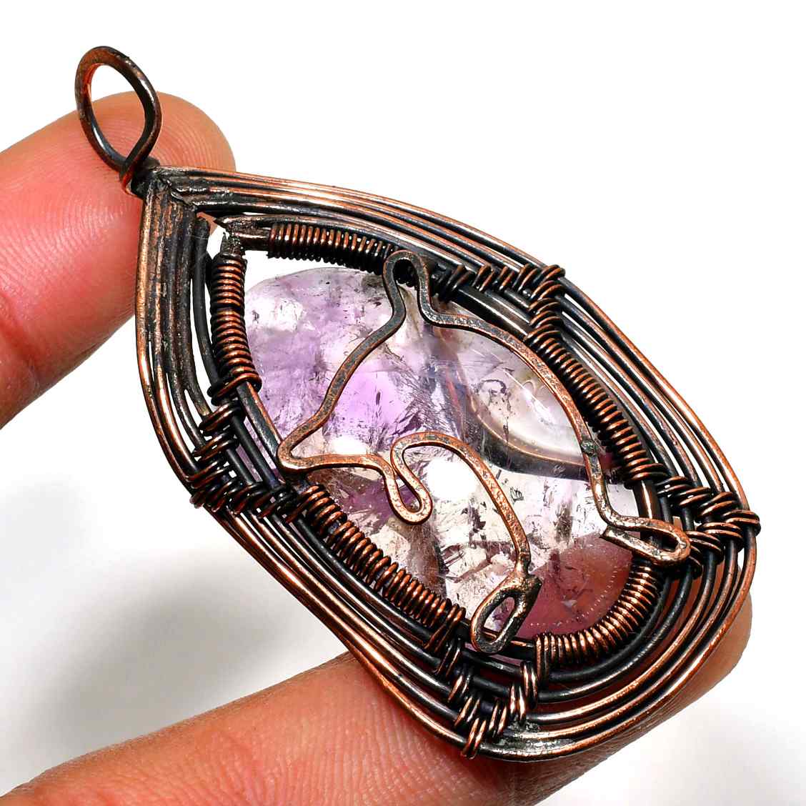 Serenity’s Embrace – Amethyst & Oxidized Copper Pendant