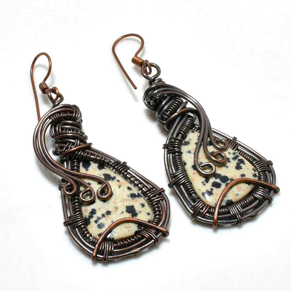 Dalmatian Delight – Jasper Copper Earrings