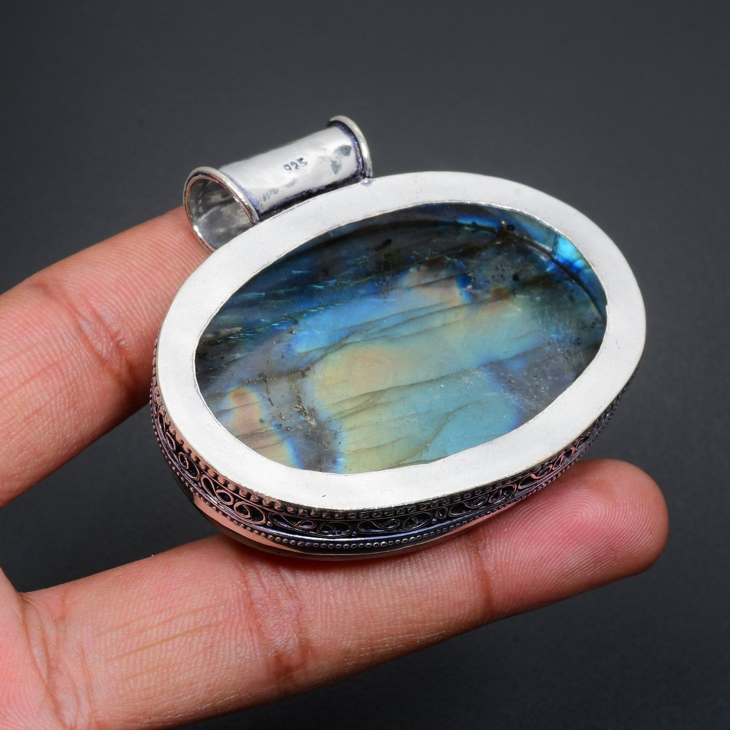 Blue Fire Labradorite Gemstone Pendant
