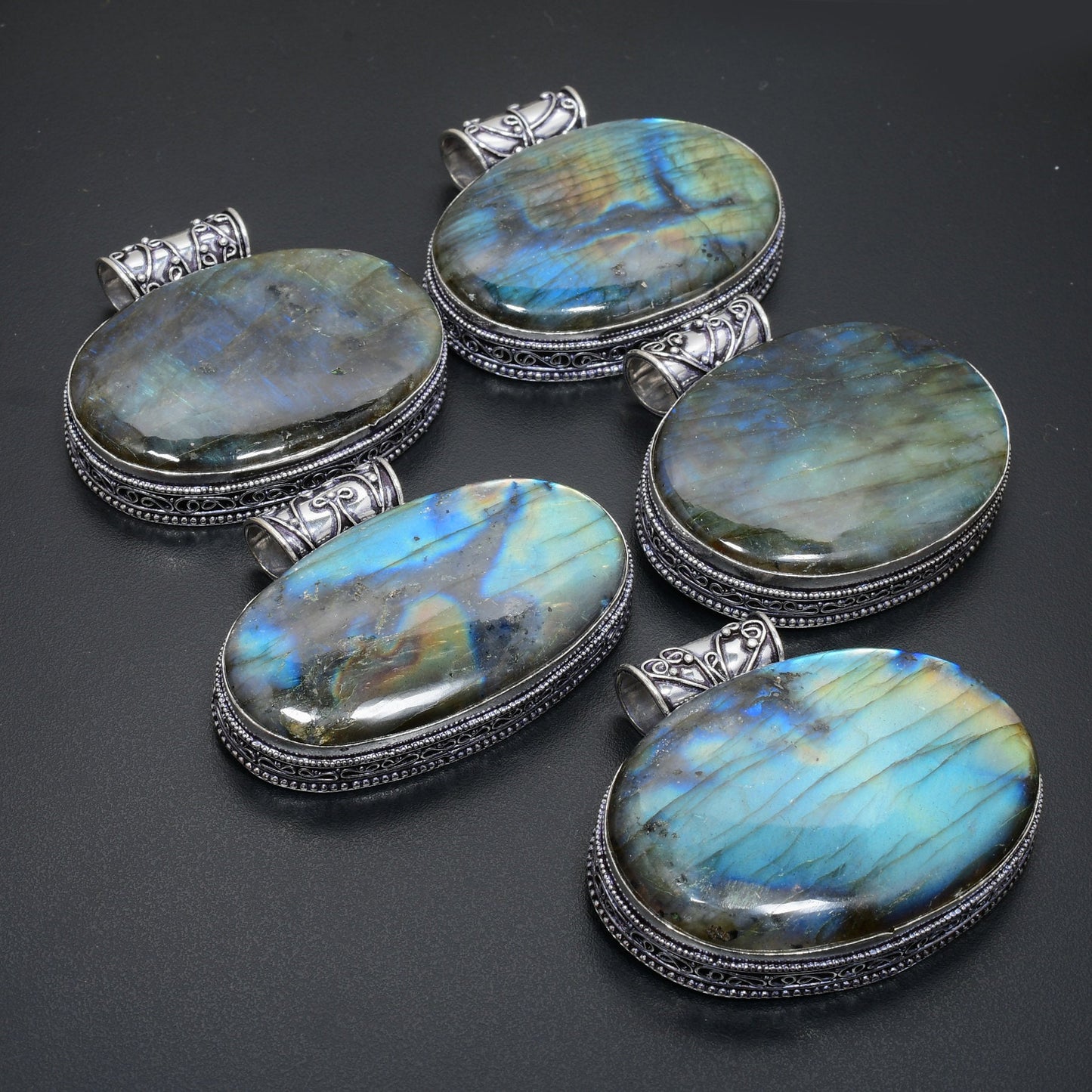Blue Fire Labradorite Gemstone Pendant