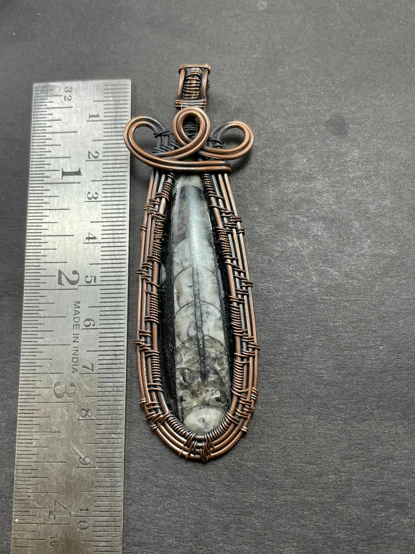 Black Orthoceras Gemstone Pendant