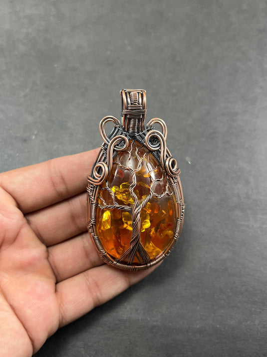 Golden Amber Gemstone Pendant
