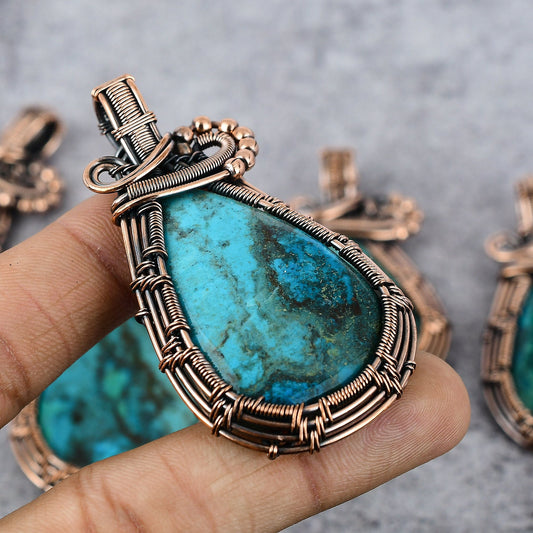 Blue-Green Chrysocolla Gemstone Pendant