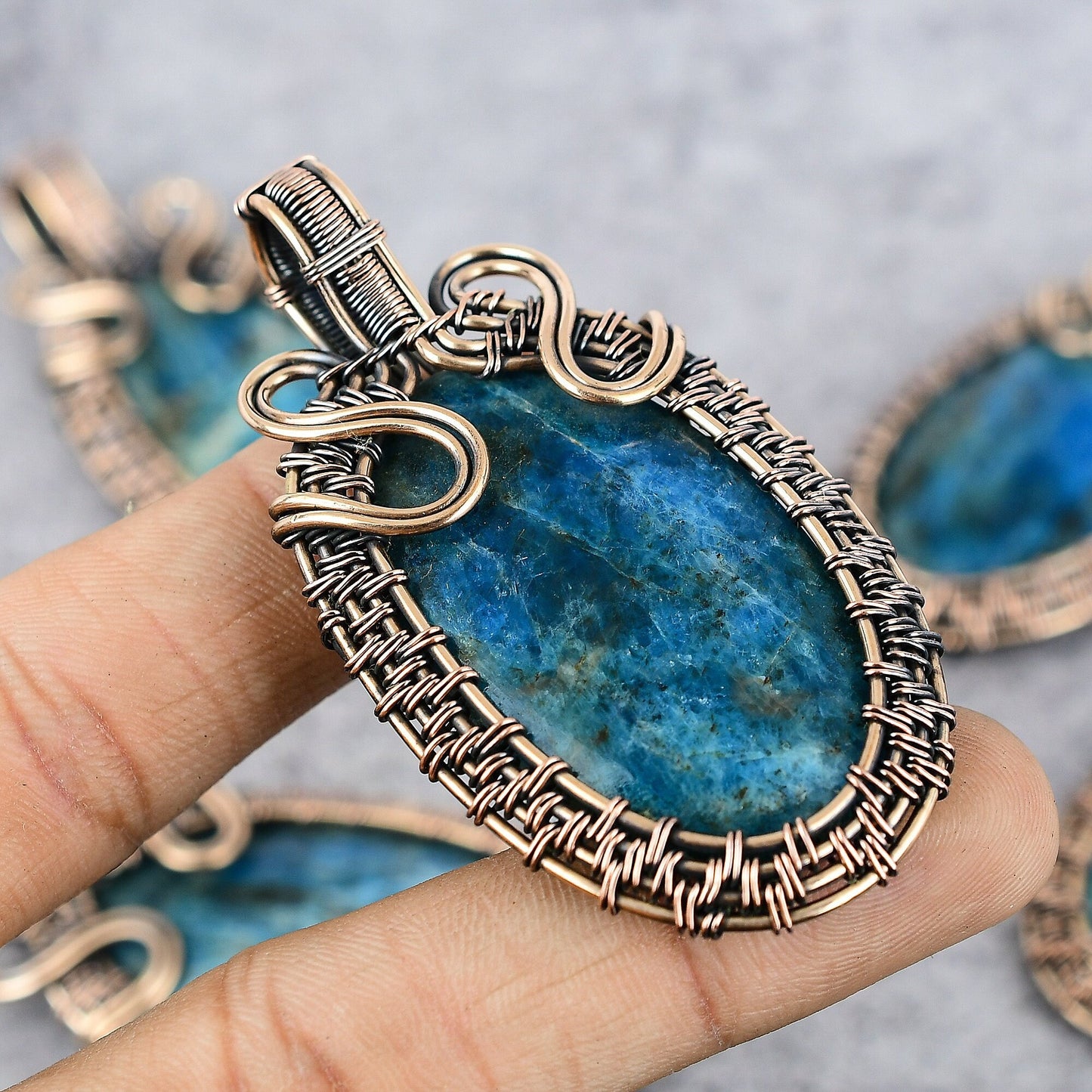 Neon Blue Apatite Gemstone Pendant