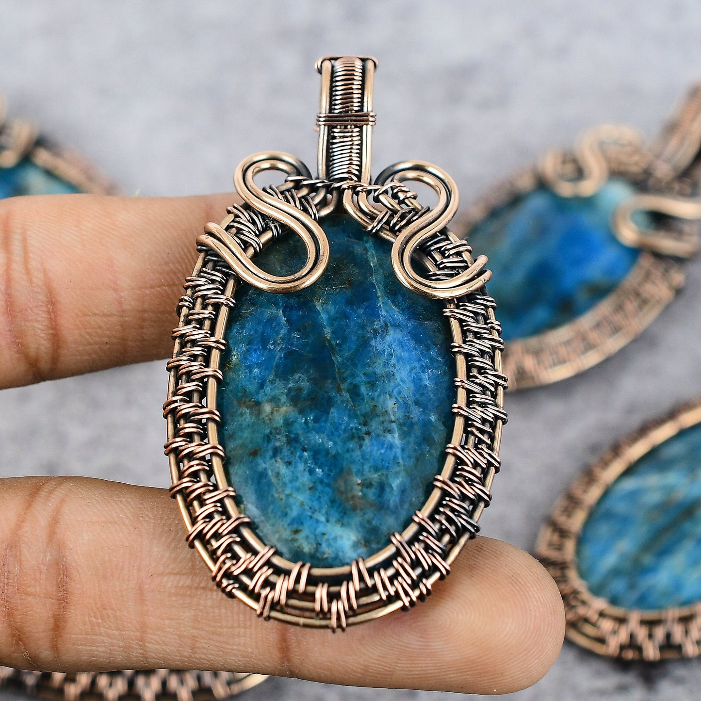 Neon Blue Apatite Gemstone Pendant