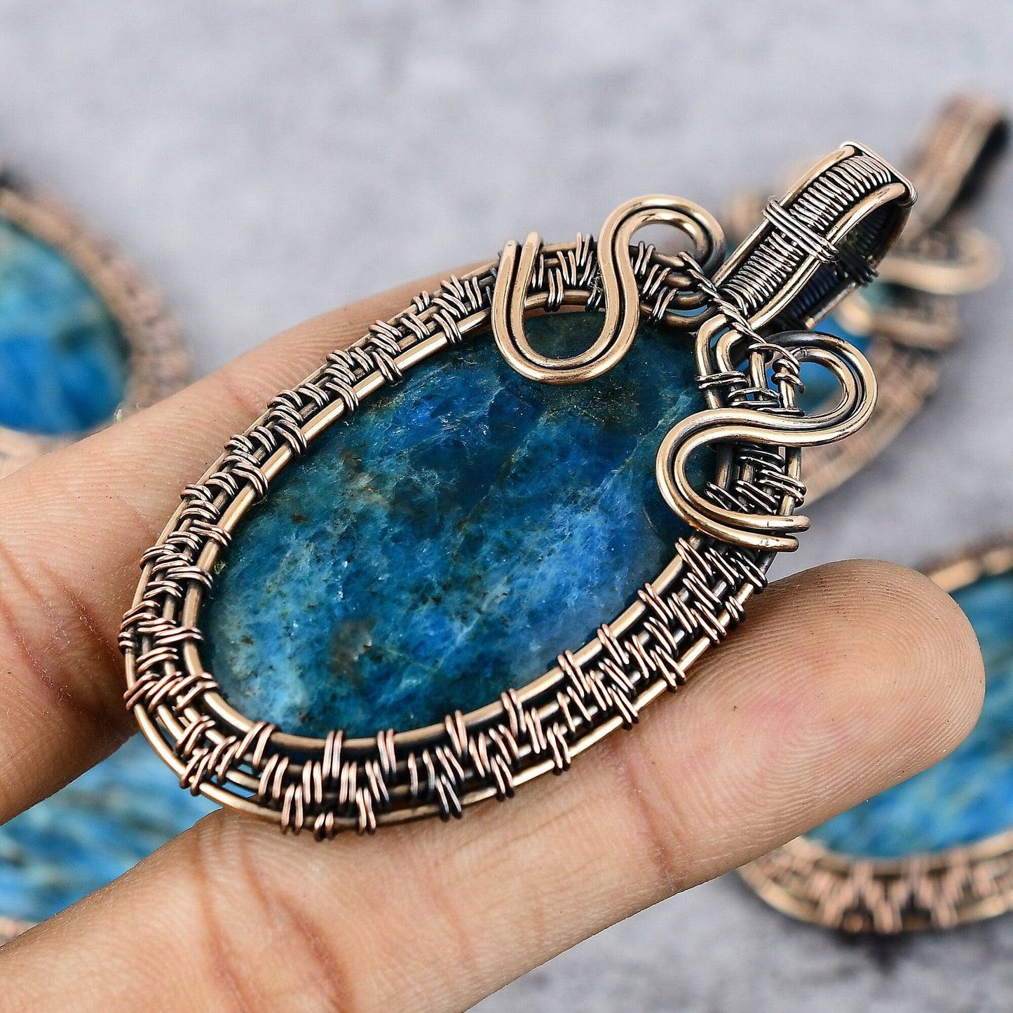 Neon Blue Apatite Gemstone Pendant