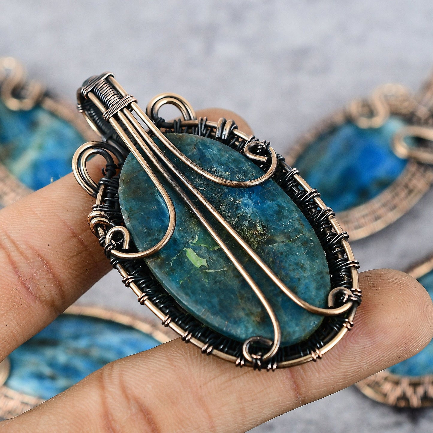 Neon Blue Apatite Gemstone Pendant