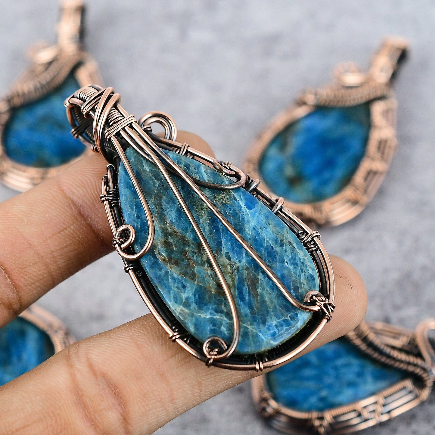 Neon Blue Apatite Gemstone Pendant