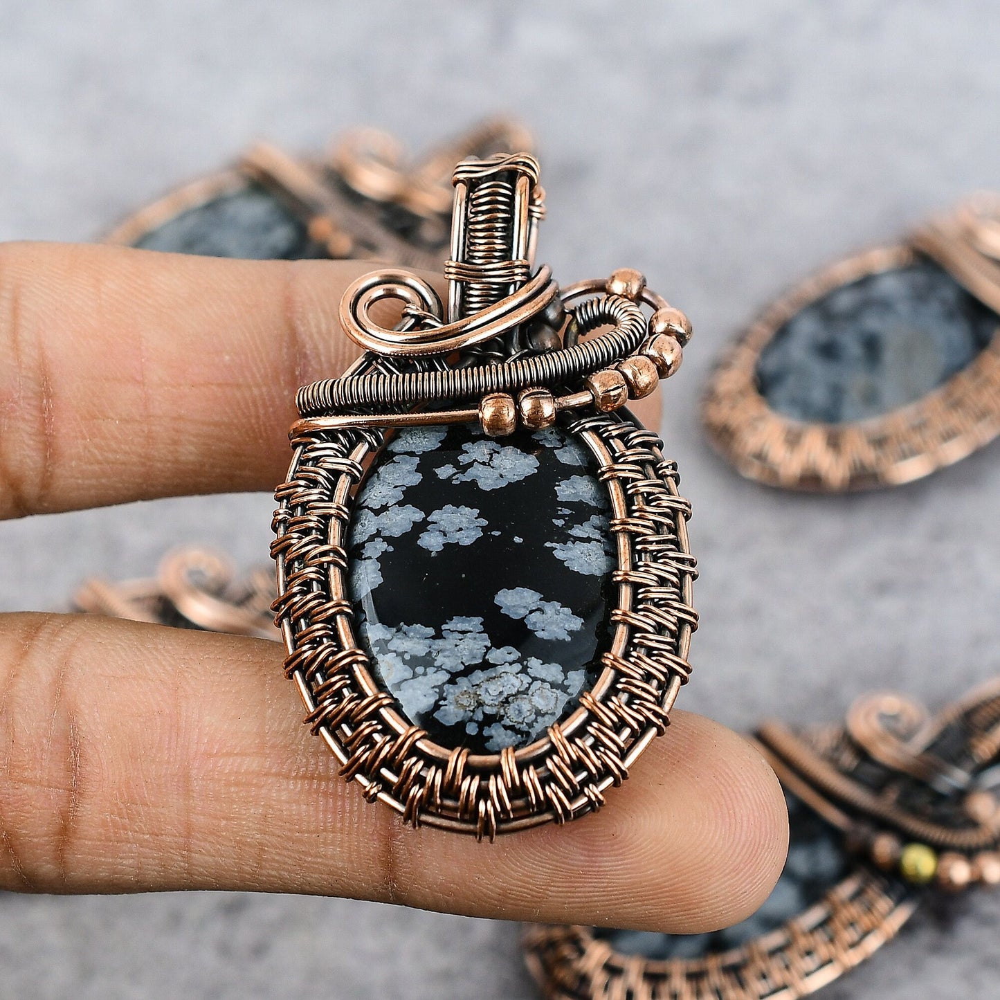 Black & White Snowflake Obsidian Gemstone Pendant
