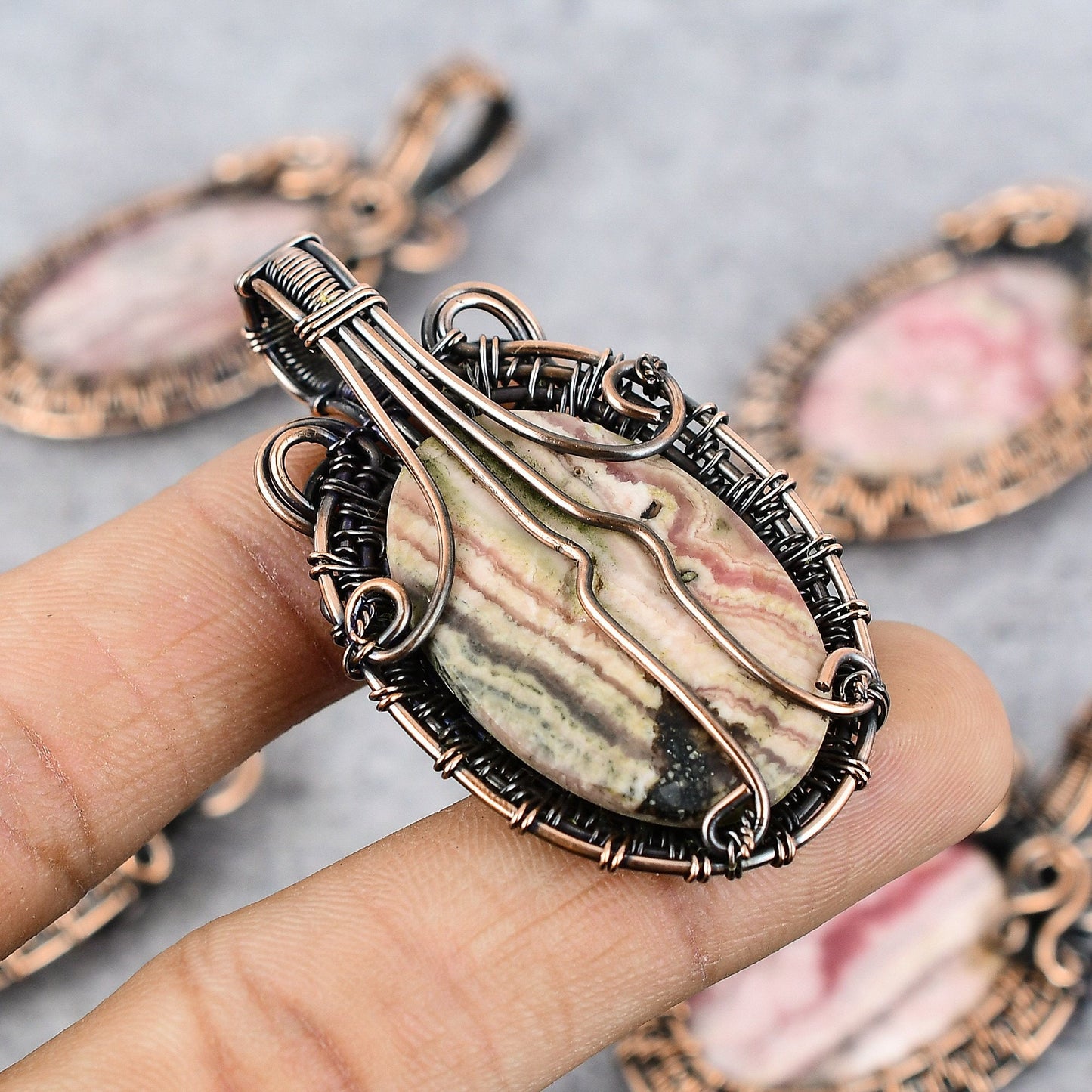 Pink Rhodochrosite Gemstone Pendant
