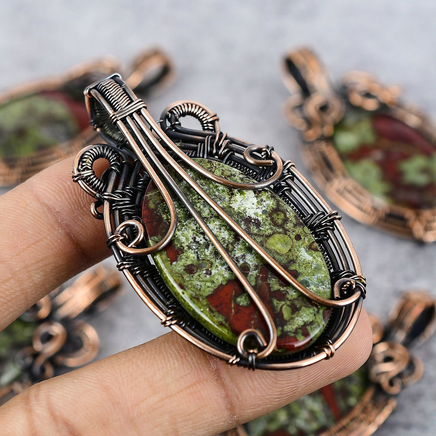 Green-Red Dragon Bloodstone Gemstone Pendant