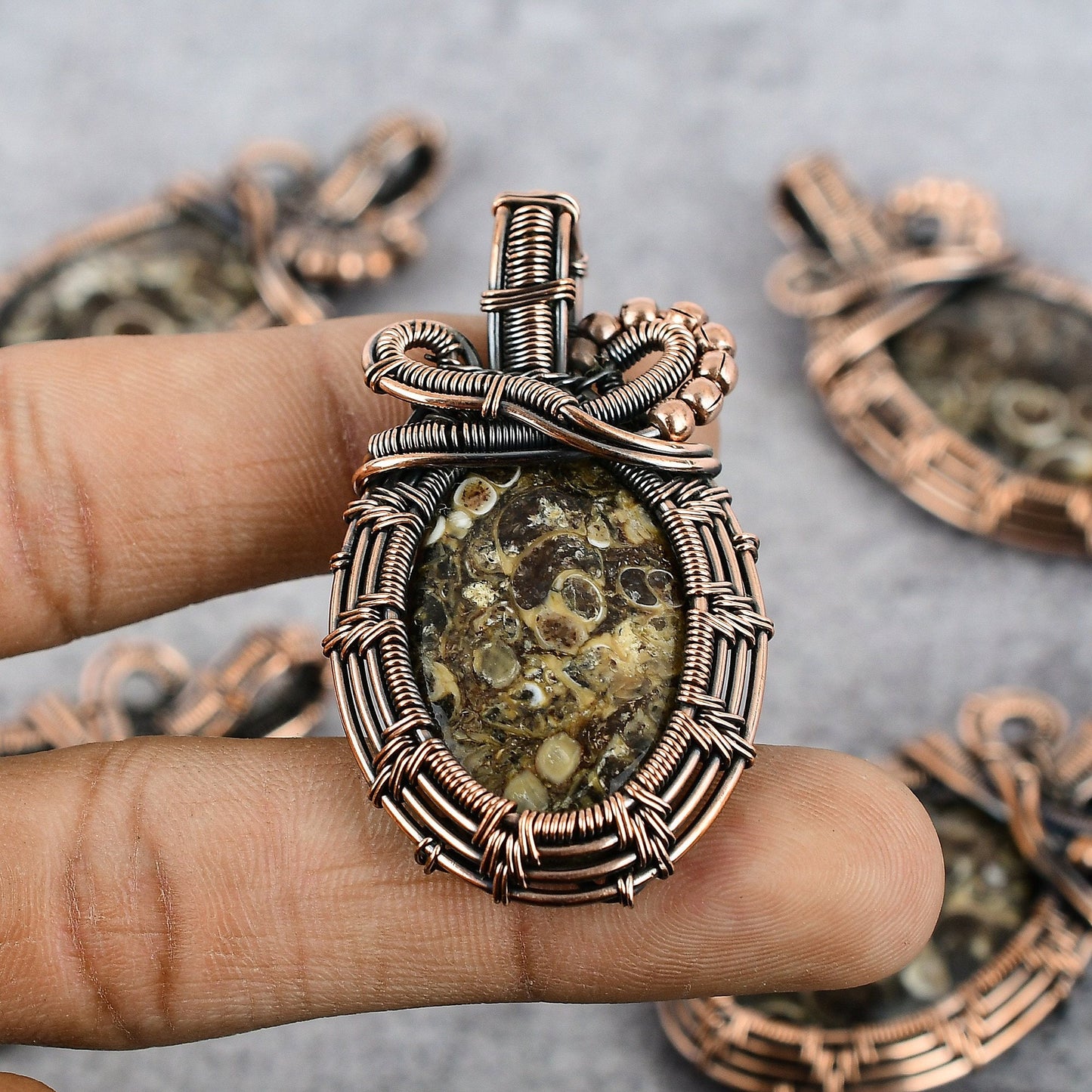 Brown Turritella Gemstone Pendant