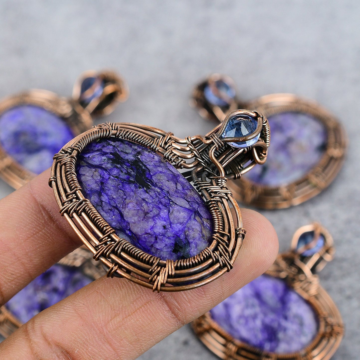 Blue Dendrite Opal Gemstone Pendant